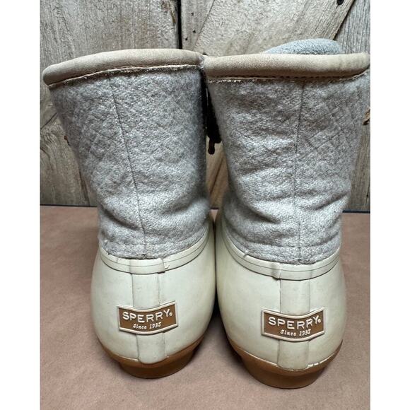 Sperry Duck Boots Waterproof Women's Size 9 White Wool Embossed Thinsulate Snow - Picture 5 of 12